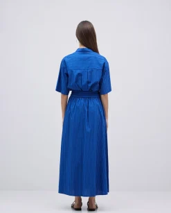 Falda midi rayas azul oscuro
