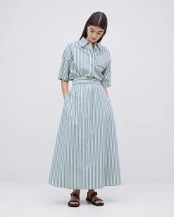 Falda midi rayas verde