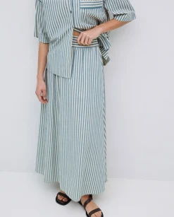Falda midi rayas verde