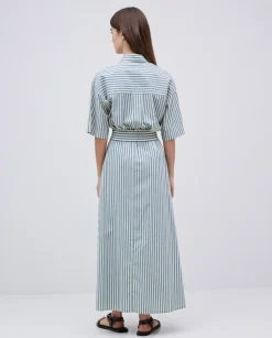 Falda midi rayas verde