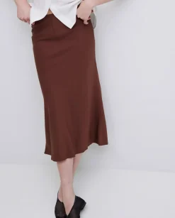 Falda midi tencel chocolate