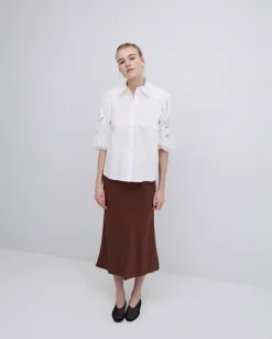 Falda midi tencel chocolate