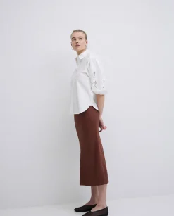 Falda midi tencel chocolate