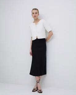 Falda midi tencel negro