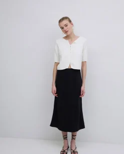 Falda midi tencel negro