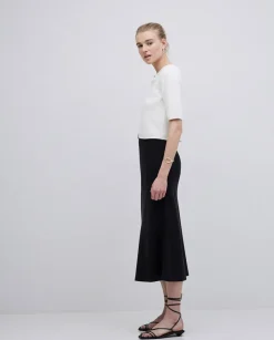 Falda midi tencel negro