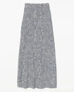 Falda midi viscosa azul