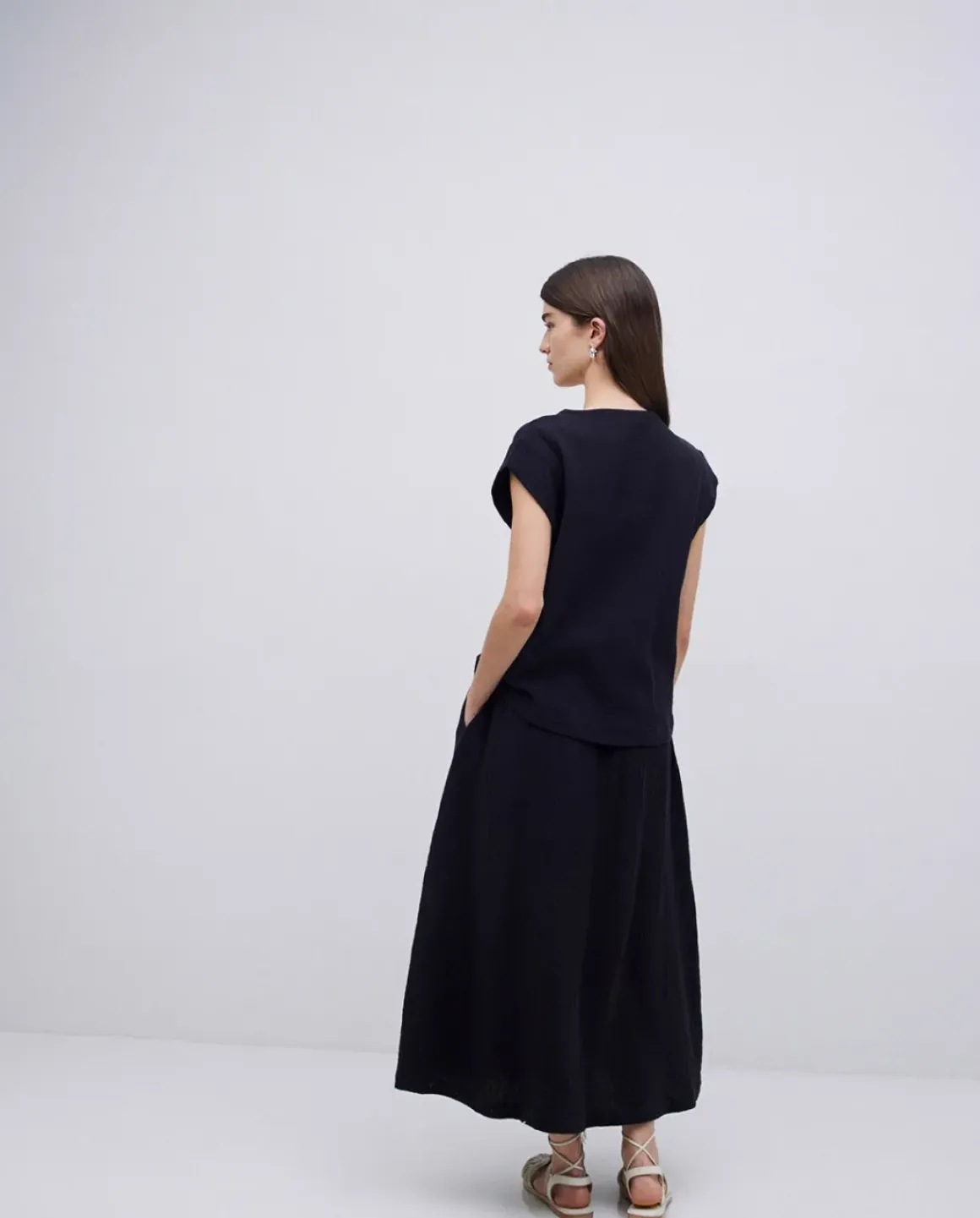 Falda muselina negro
