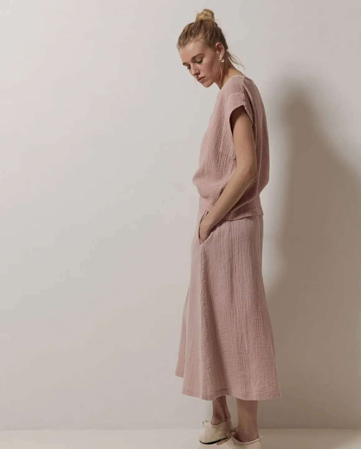 Falda muselina rosa