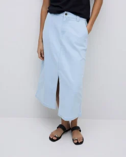 Falda tejana midi azul índigo