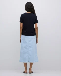Falda tejana midi azul índigo
