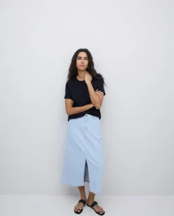 Falda tejana midi azul índigo