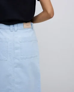 Falda tejana midi azul índigo