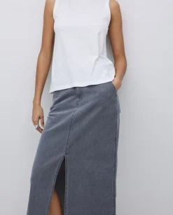 Falda tejana midi gris