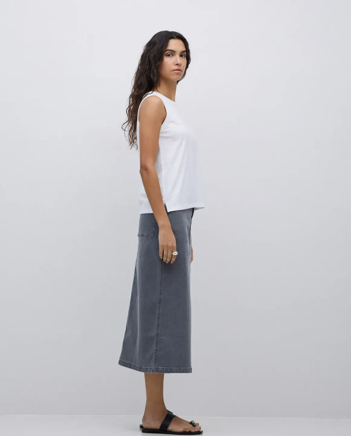 Falda tejana midi gris