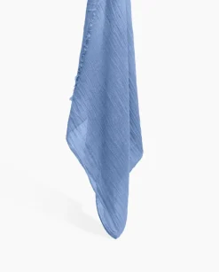 Fular gasa de algodón y lino azul royal