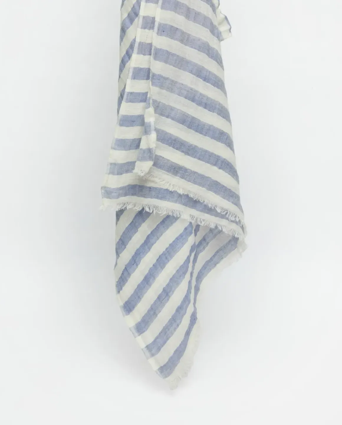 Fular rayas algodón y lino azul