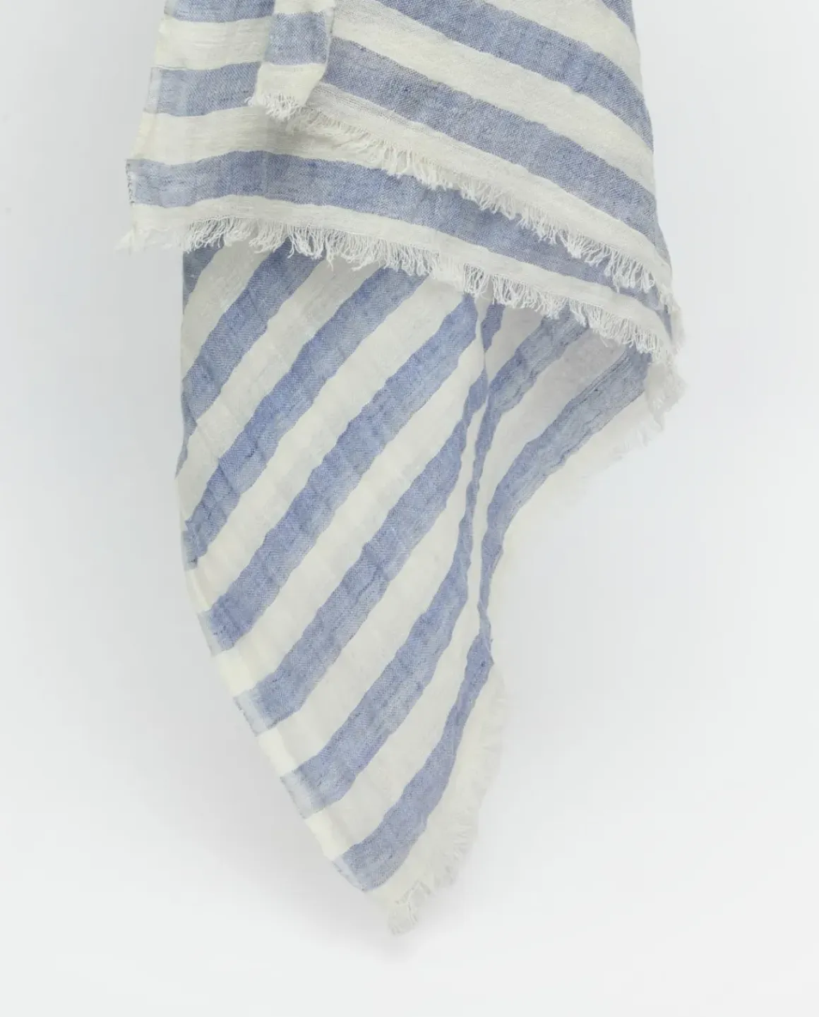 Fular rayas algodón y lino azul