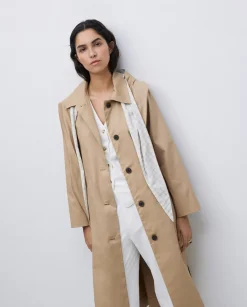 Gabardina algodón capucha camel