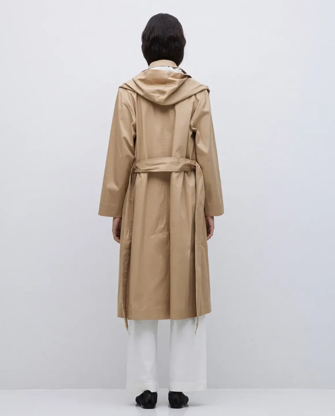 Gabardina algodón capucha camel