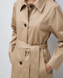 Gabardina algodón capucha camel