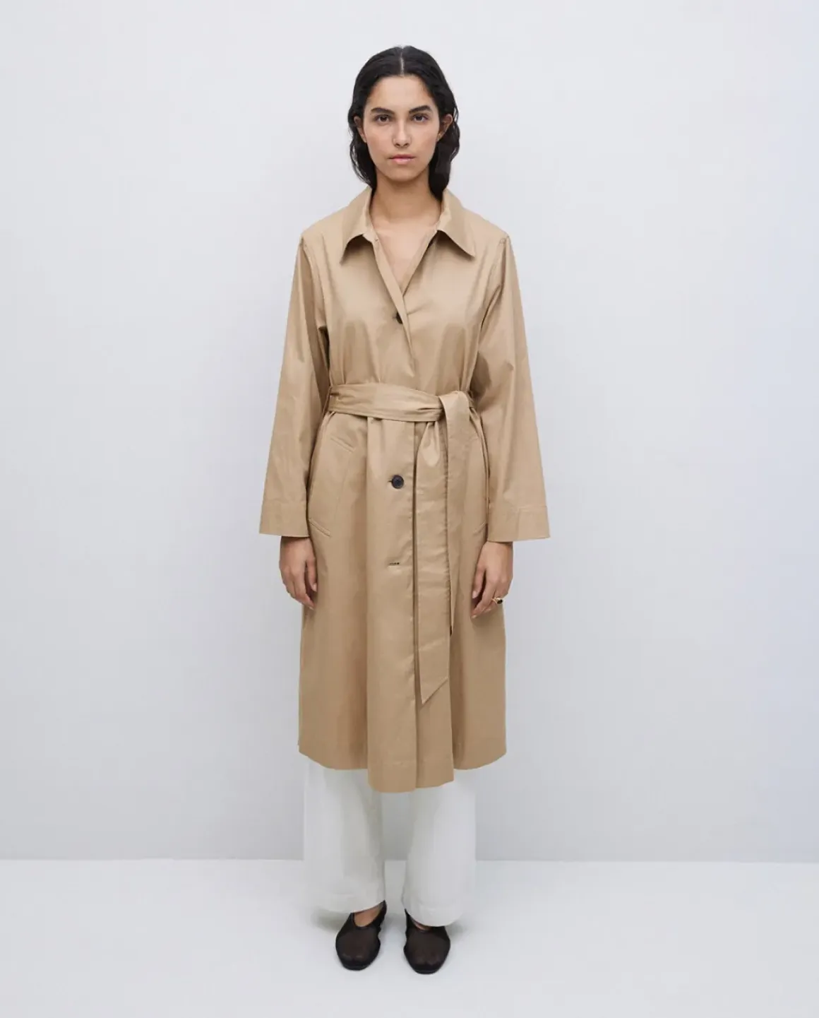 Gabardina algodón capucha camel