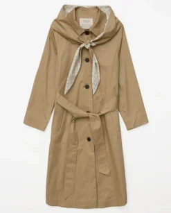 Gabardina algodón capucha camel