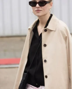 Gabardina cuello camisero beige