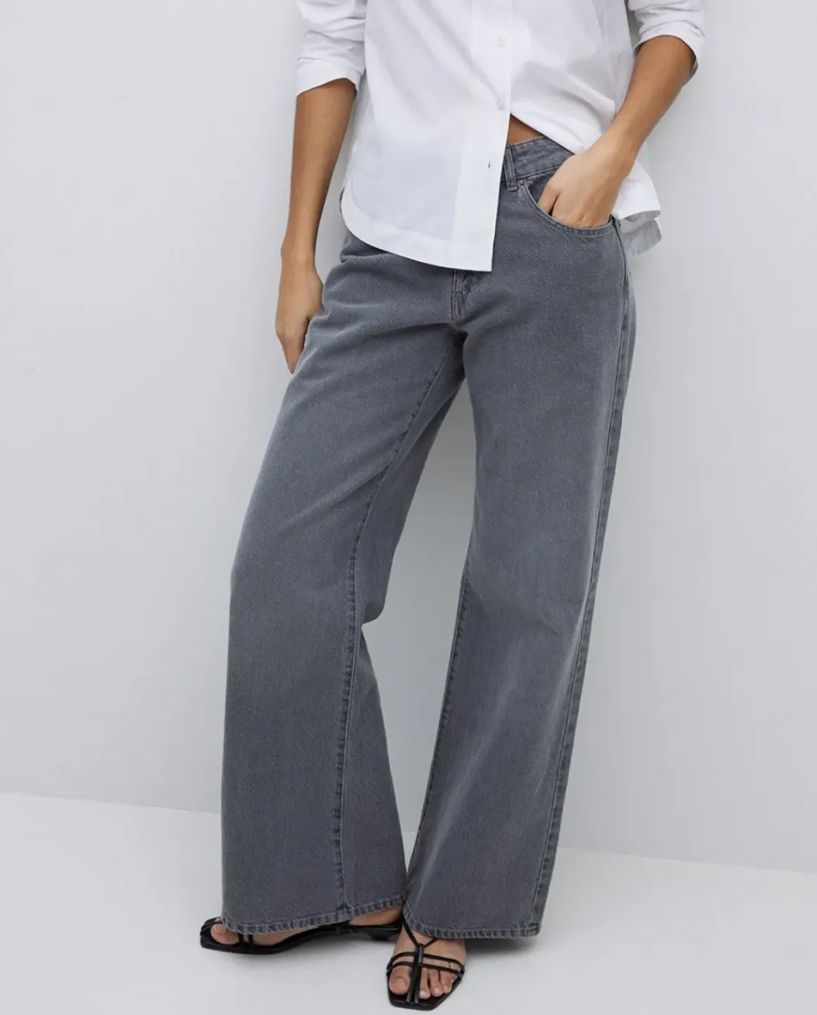 Jeans anchos gris