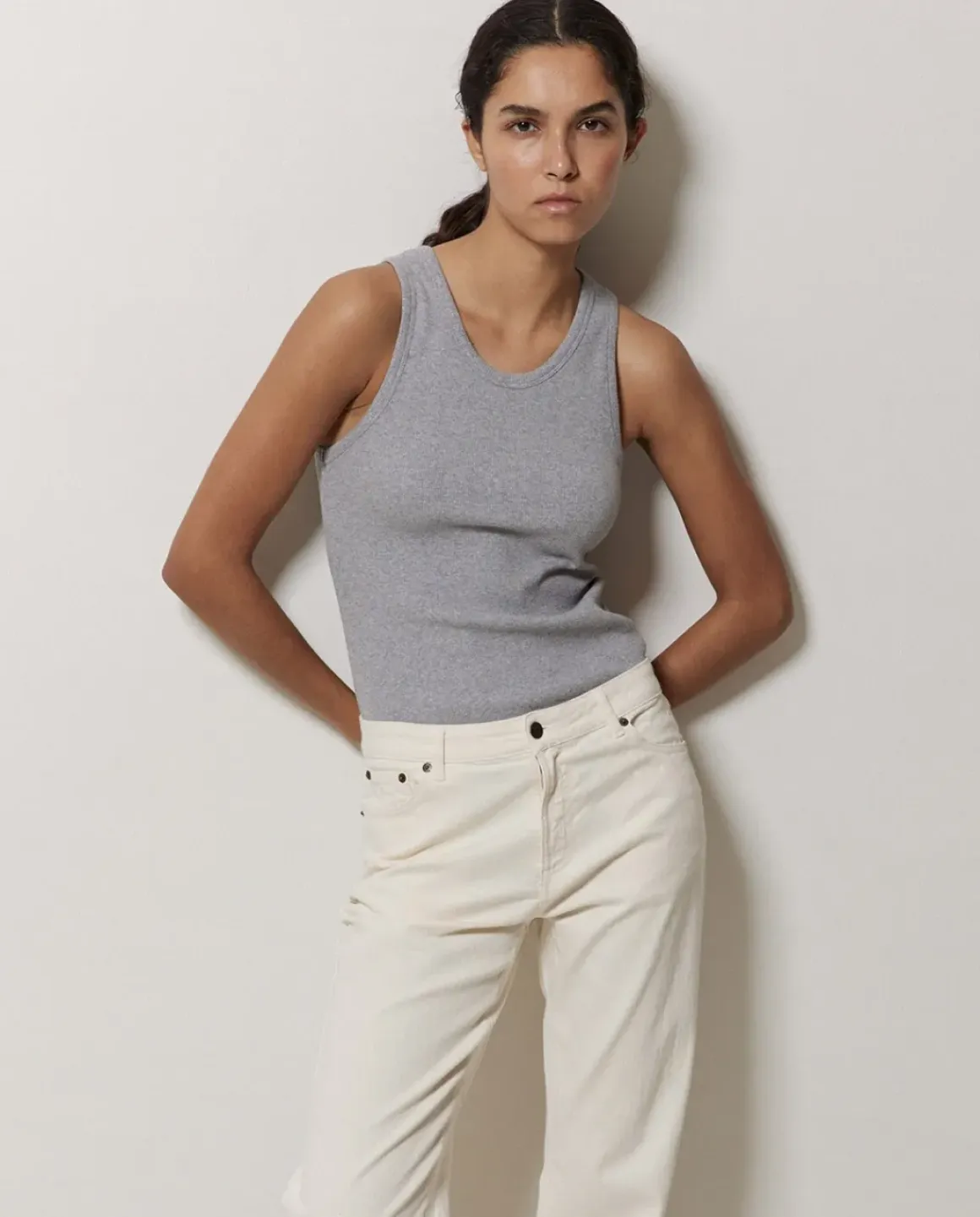 Jeans rectos crudo