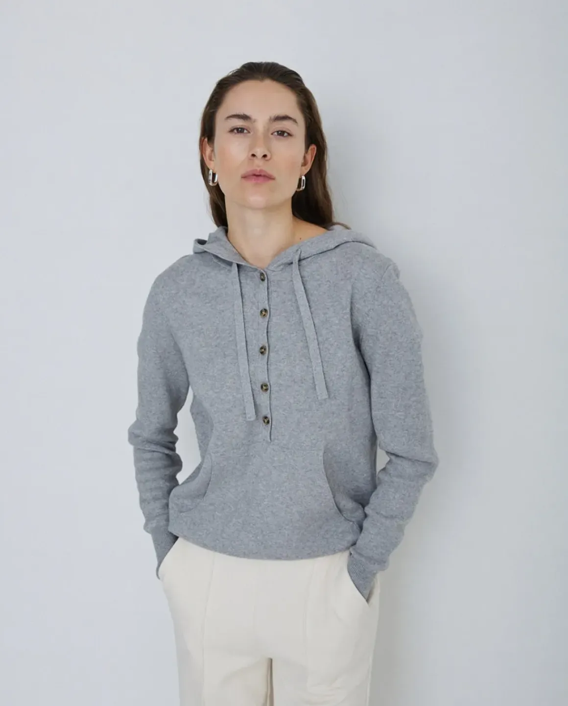 Jersey algodón orgánico capucha gris