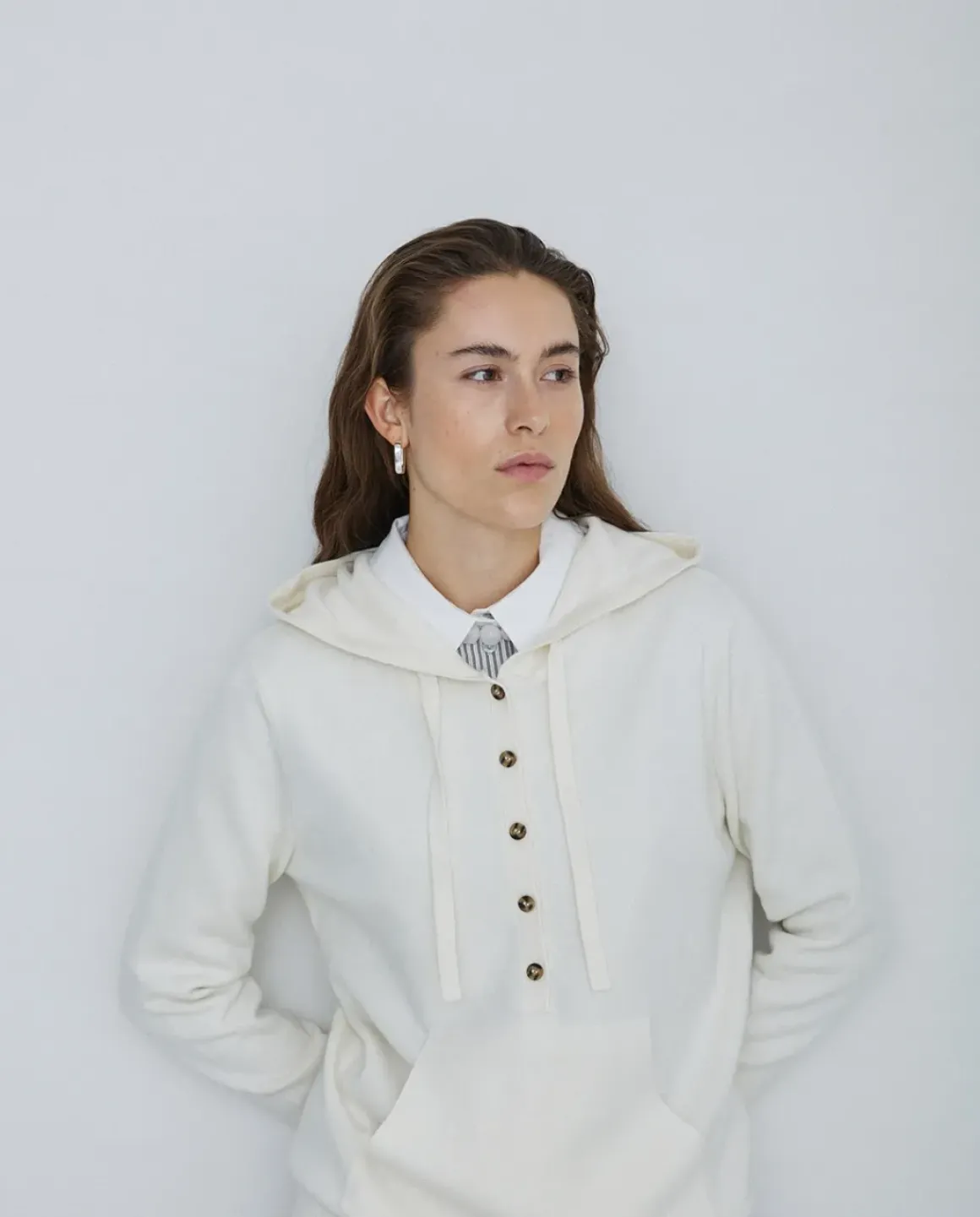 Jersey algodón orgánico capucha crudo