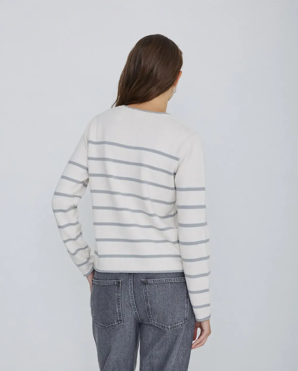 Jersey algodón orgánico rayas gris