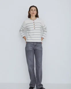 Jersey algodón orgánico rayas gris