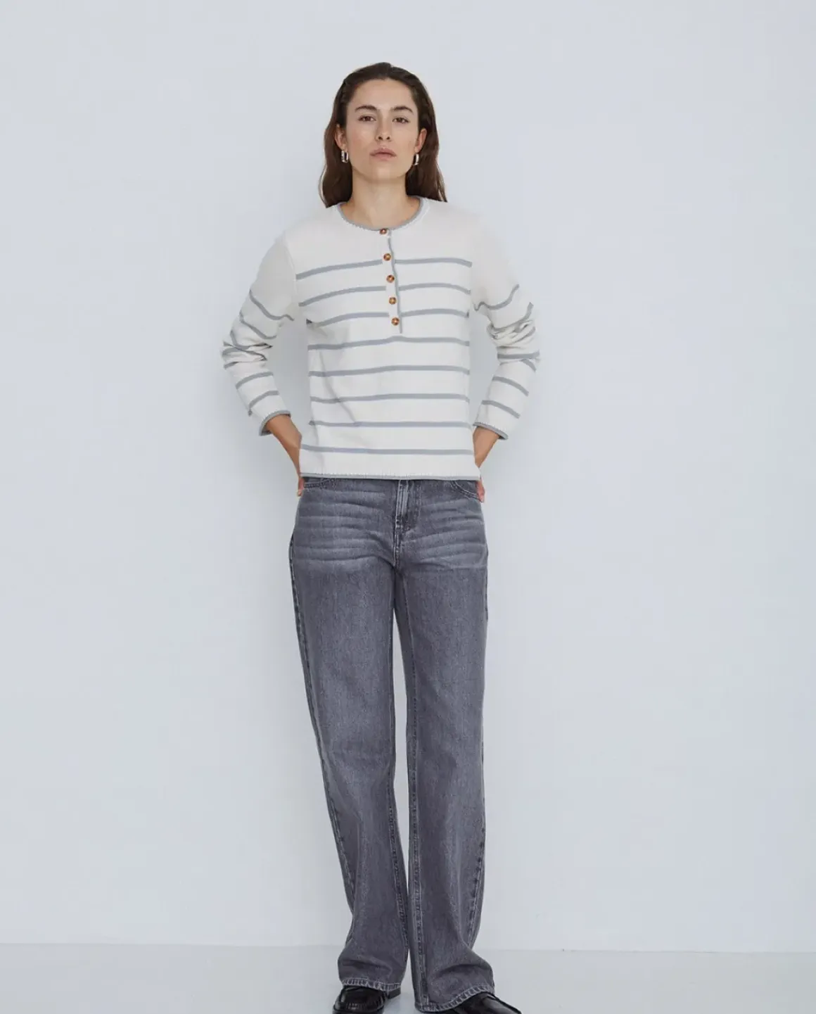 Jersey algodón orgánico rayas gris