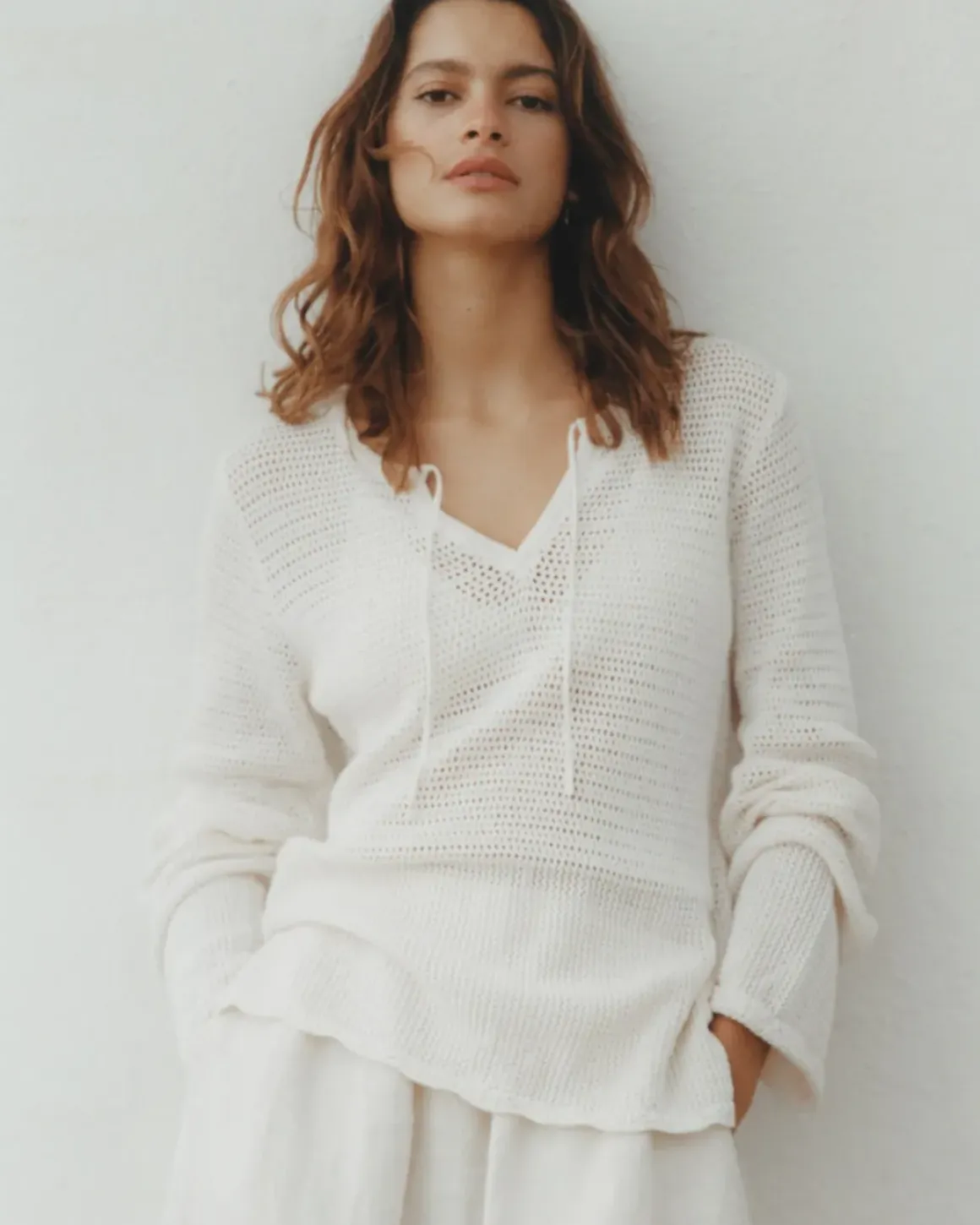 Jersey calado lazo blanco roto