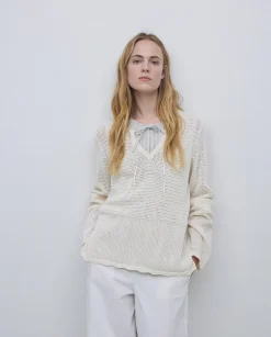 Jersey calado lazo blanco roto
