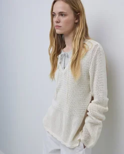 Jersey calado lazo blanco roto