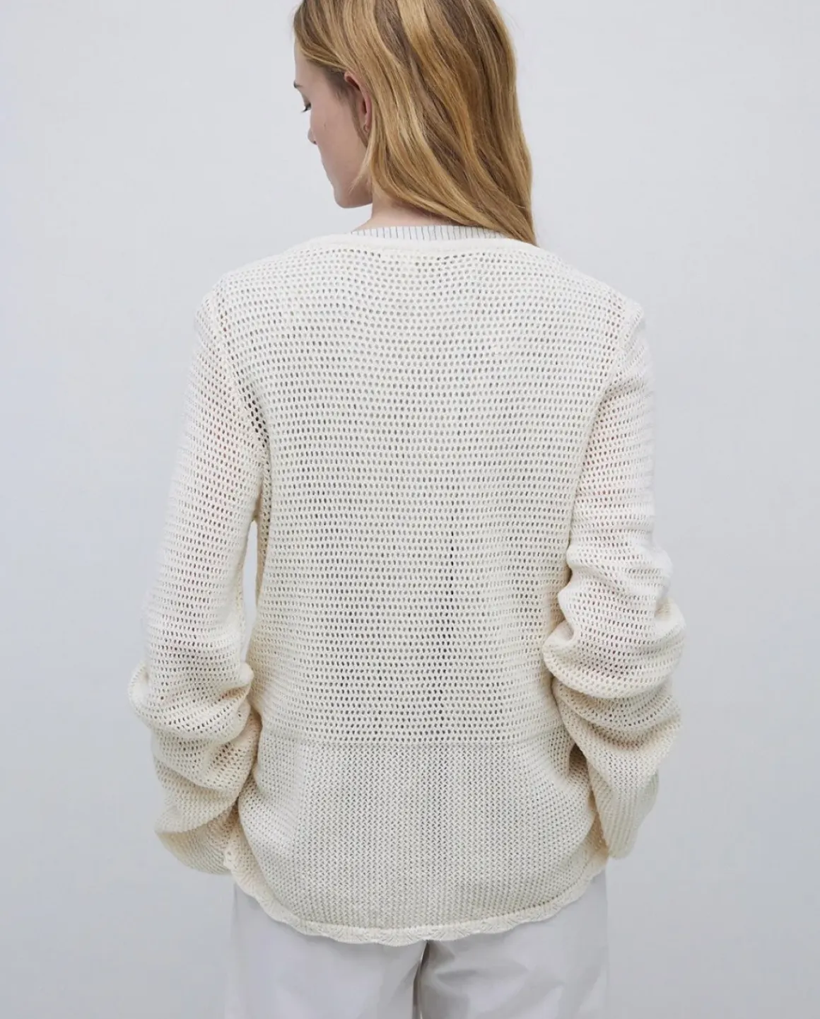 Jersey calado lazo blanco roto