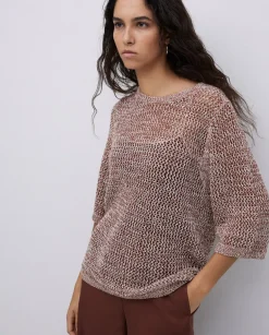 Jersey calado terracota