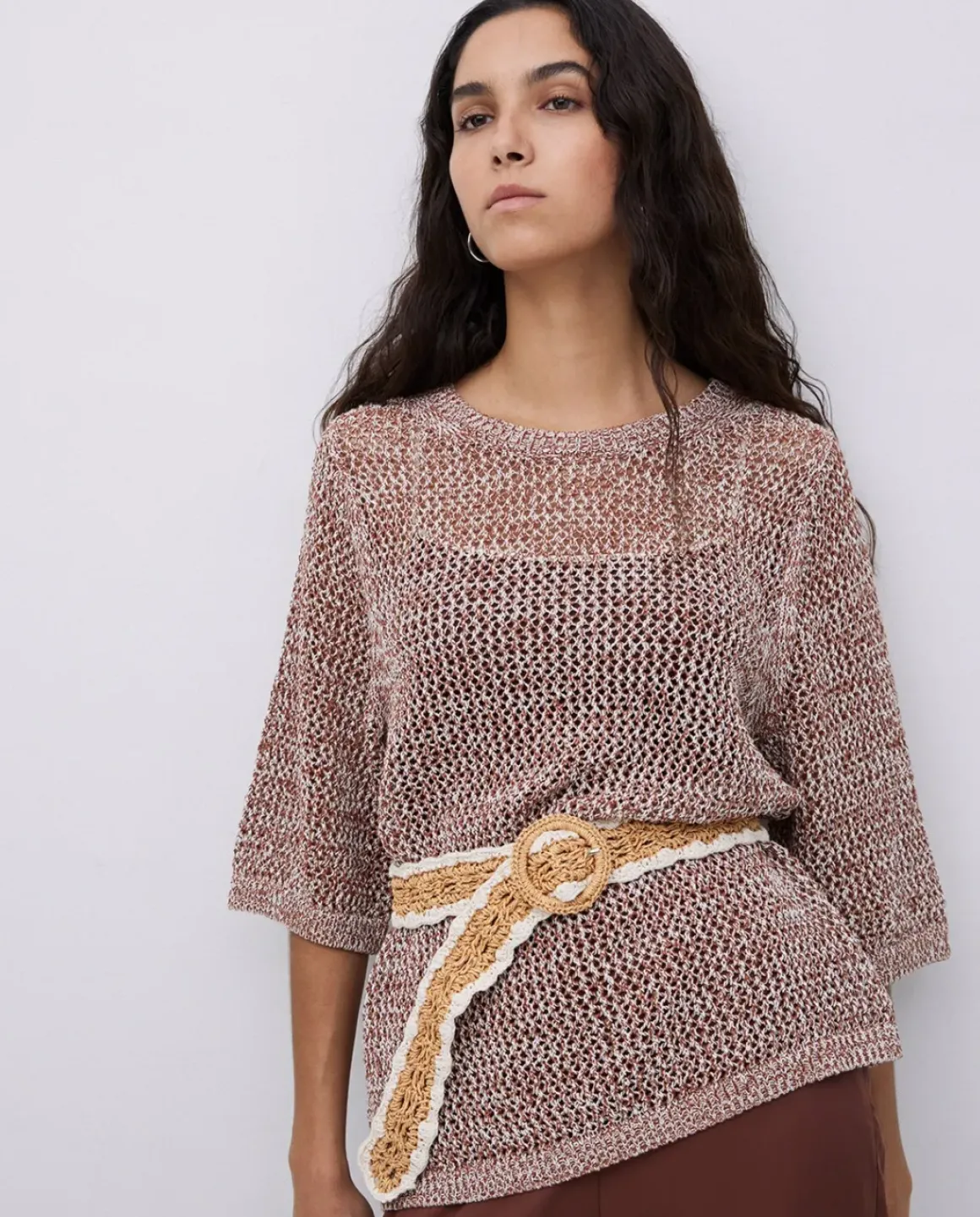 Jersey calado terracota