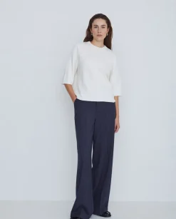 Jersey con cashmere manga 3/4 crudo