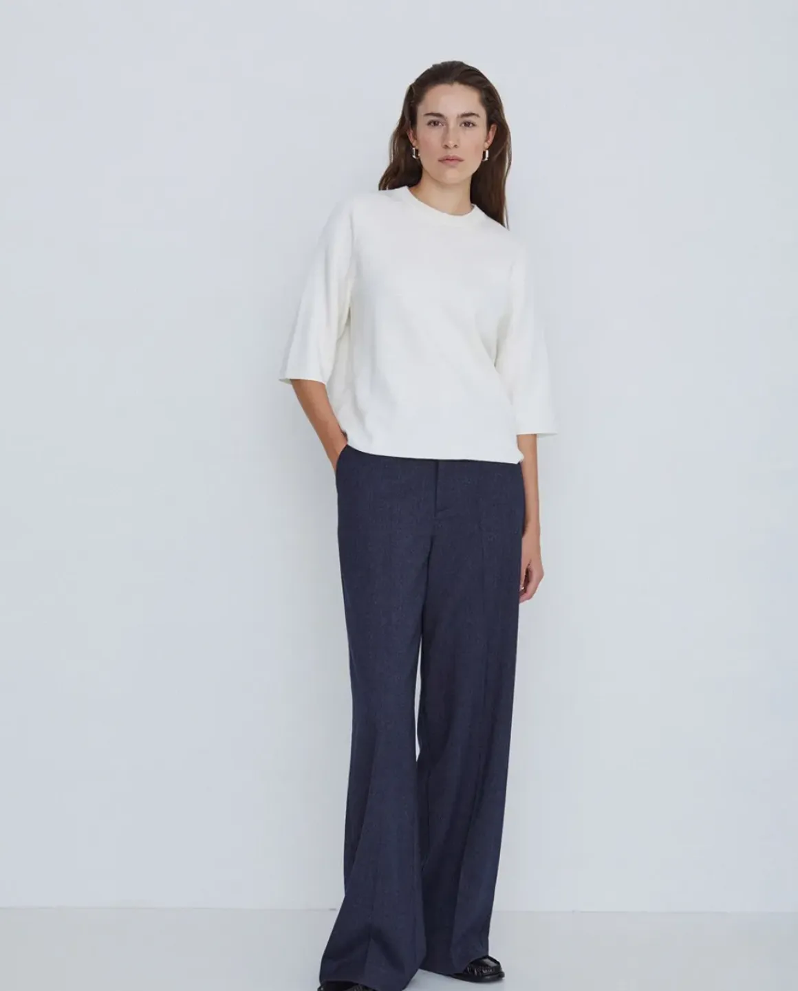 Jersey con cashmere manga 3/4 crudo