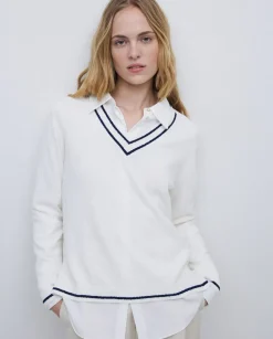 Jersey cuello pico crudo