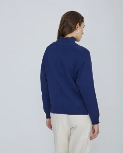 Jersey de punto con botones azul oscuro