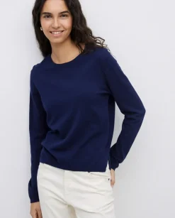 Jersey escote redondo algodón orgánico azul oscuro