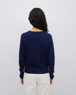 Jersey escote redondo algodón orgánico azul oscuro