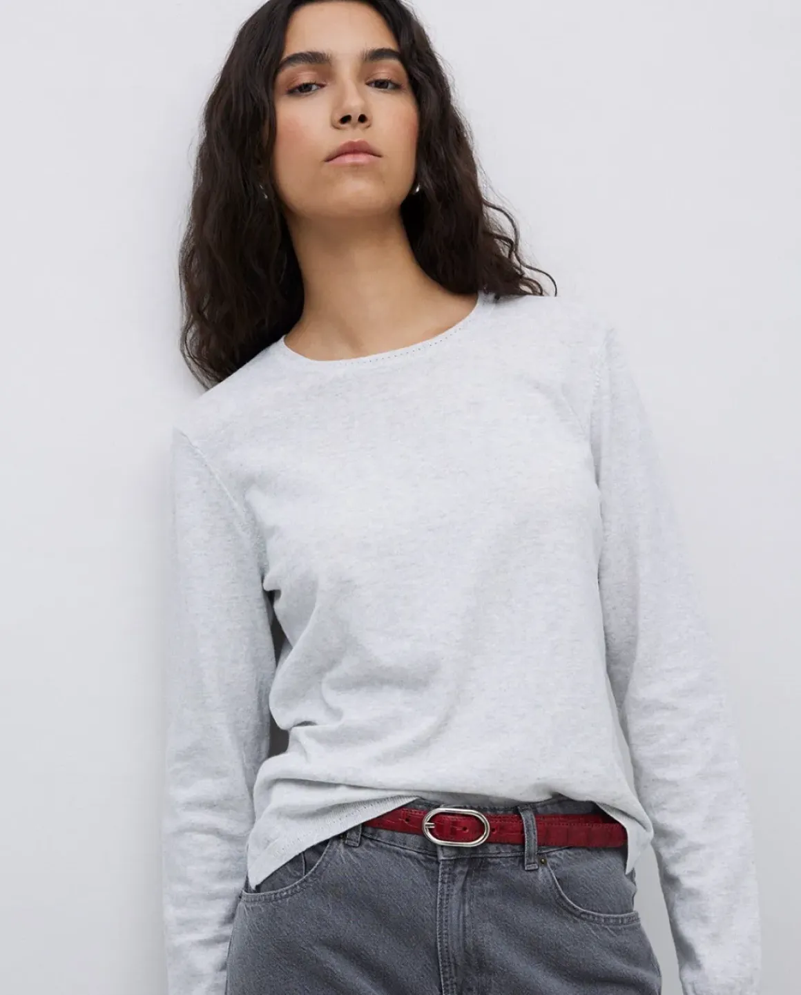 Jersey escote redondo algodón orgánico gris