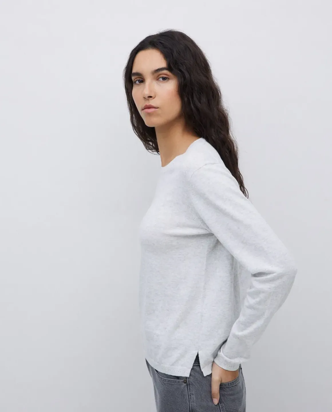 Jersey escote redondo algodón orgánico gris