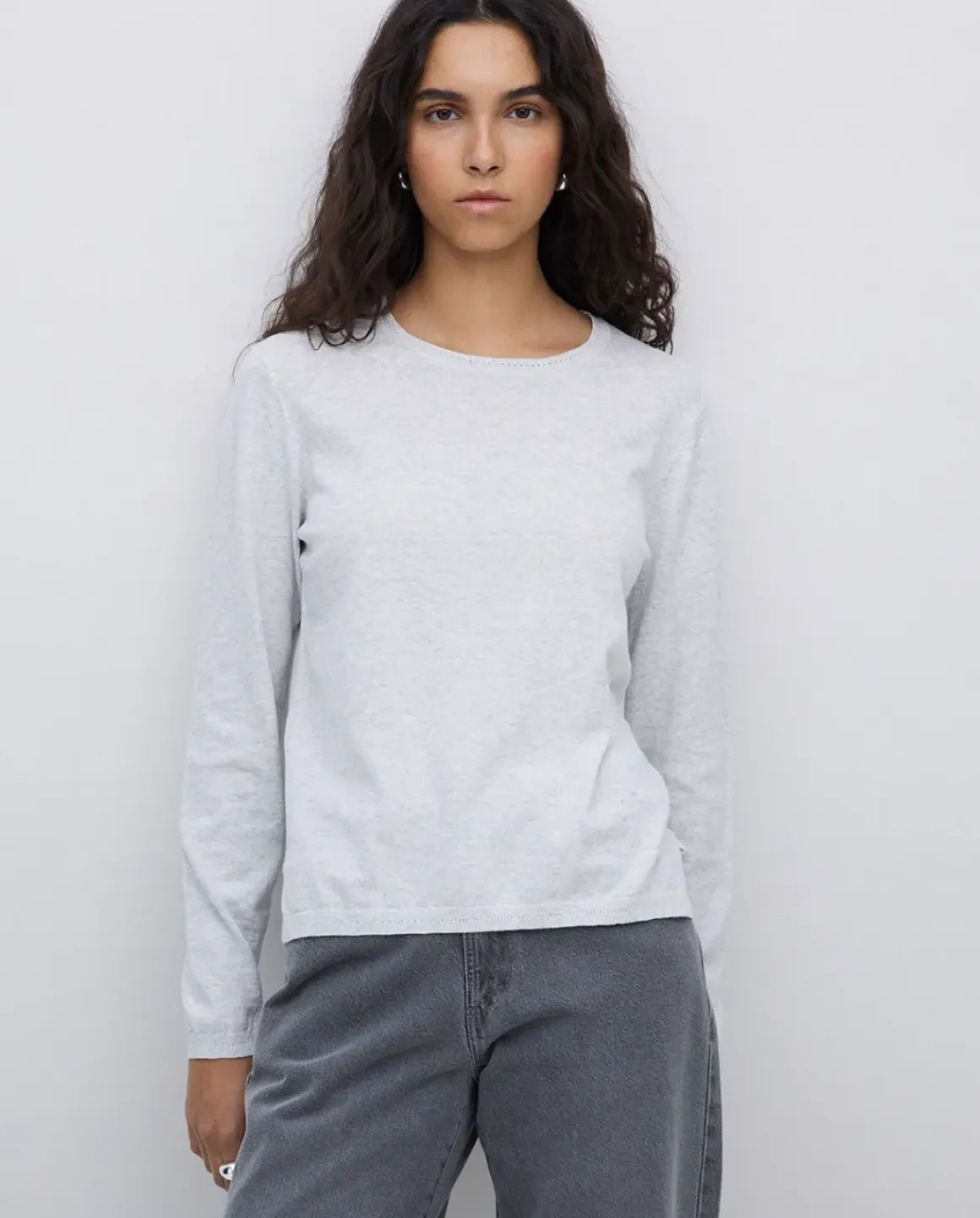 Jersey escote redondo algodón orgánico gris
